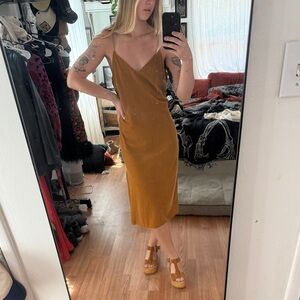 Velvet Mustard Slip Dress